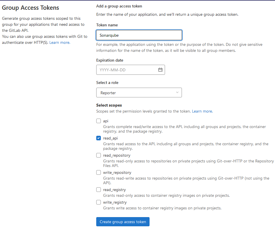 Gitlab token access